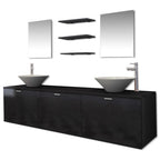 Conjunto de muebles de baño con lavabo y grifo 10 piezas negro