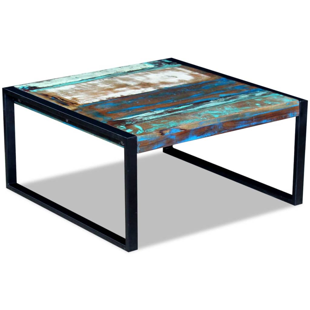 Mesa de centro de madera maciza reciclada 80x80x40 cm