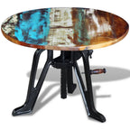 Mesita auxiliar madera reciclada y hierro fundido 60x(42-63) cm