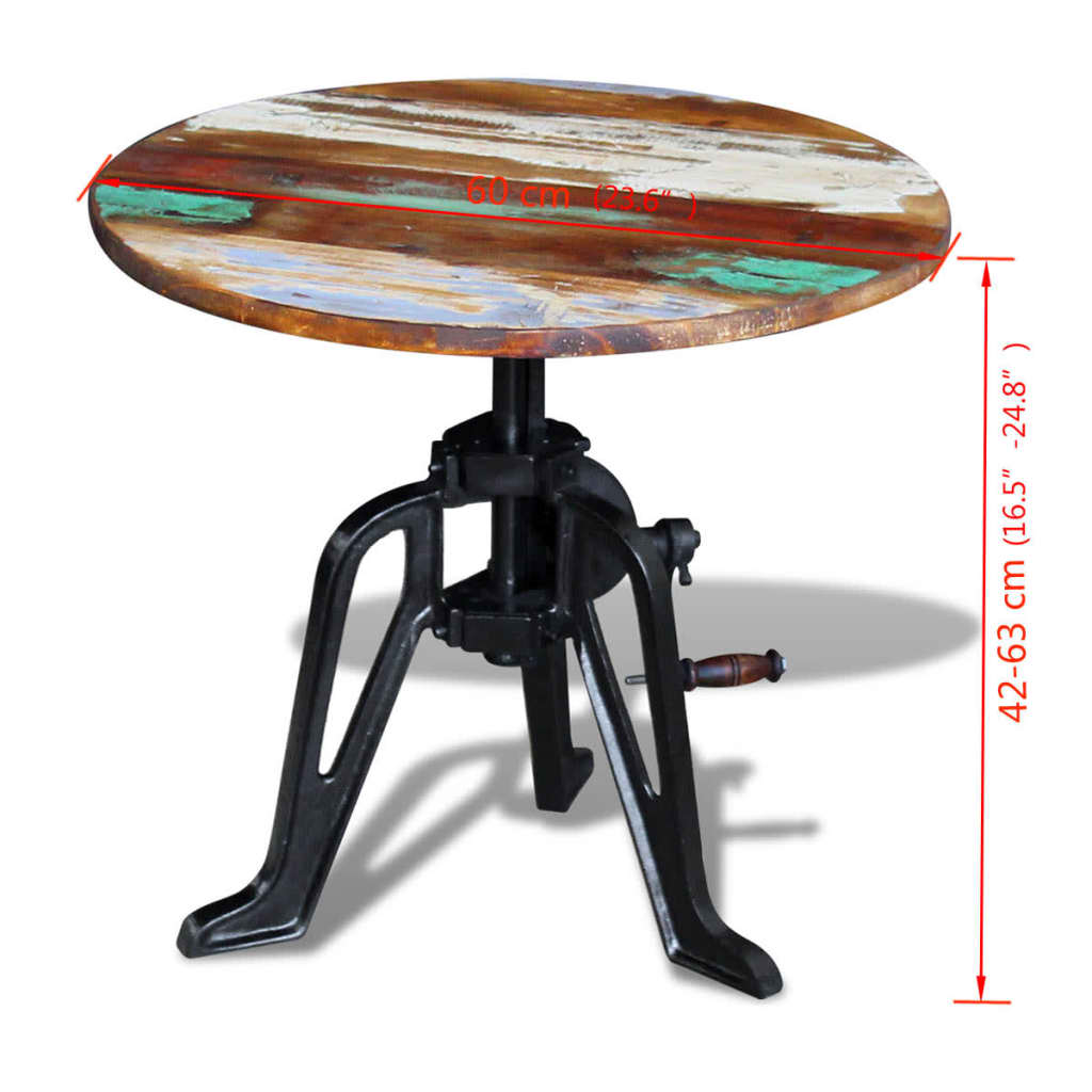 Mesita auxiliar madera reciclada y hierro fundido 60x(42-63) cm