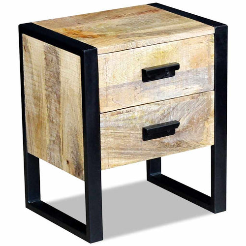 Side table with 2 drawers solid mango wood 43x33x51 cm