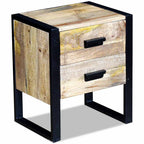 Mesa auxiliar con 2 cajones madera maciza de mango 43x33x51 cm
