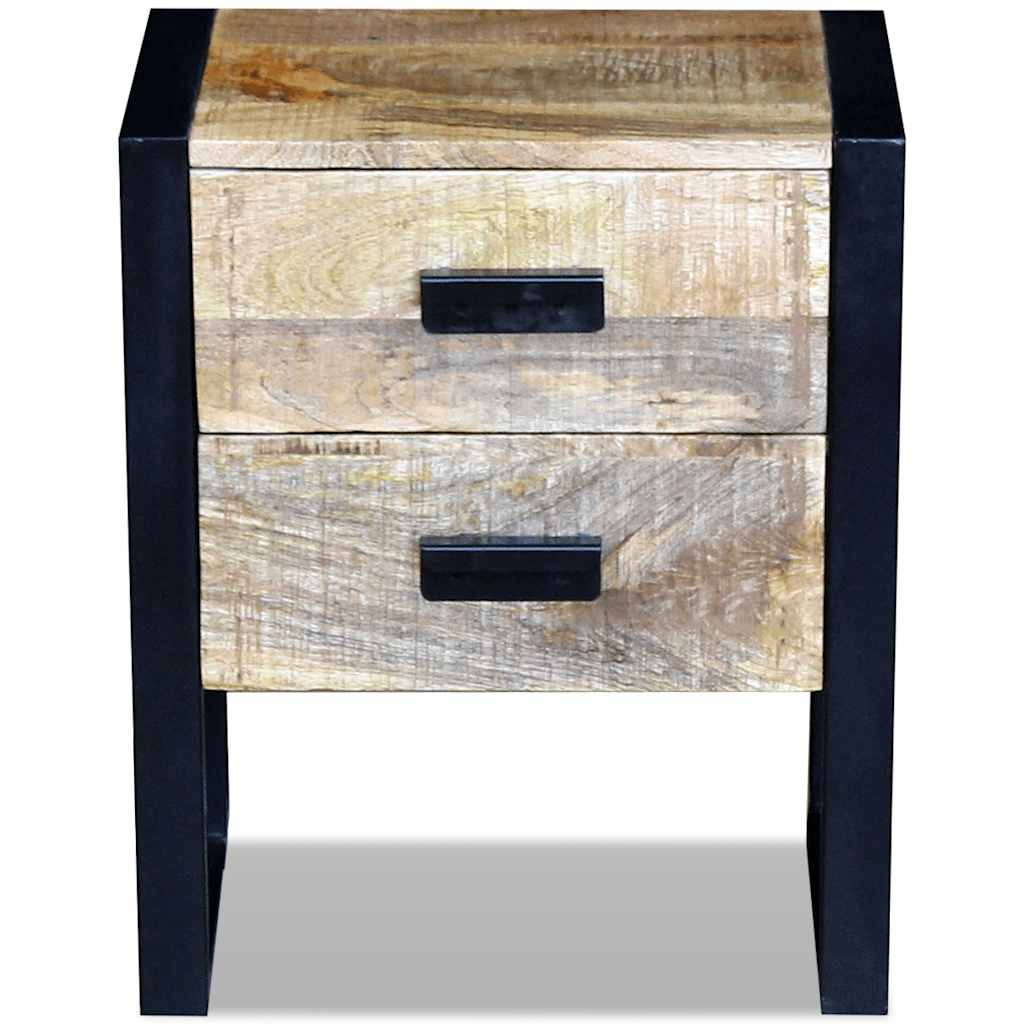 Mesa auxiliar con 2 cajones madera maciza de mango 43x33x51 cm