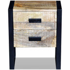 Mesa auxiliar con 2 cajones madera maciza de mango 43x33x51 cm