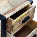 Mesa auxiliar con 2 cajones madera maciza de mango 43x33x51 cm