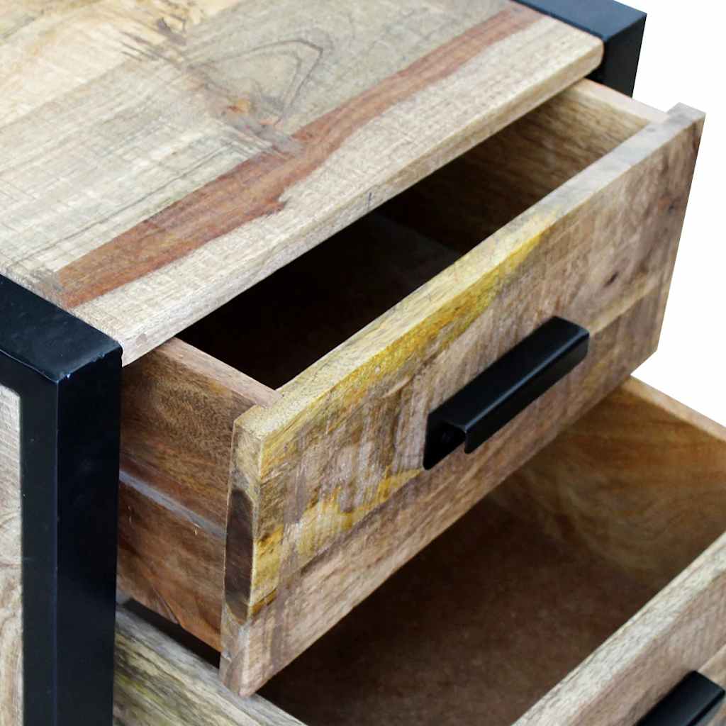 Mesa auxiliar con 2 cajones madera maciza de mango 43x33x51 cm