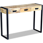 Mesa consola con 3 cajones madera maciza de mango 110x35x78 cm