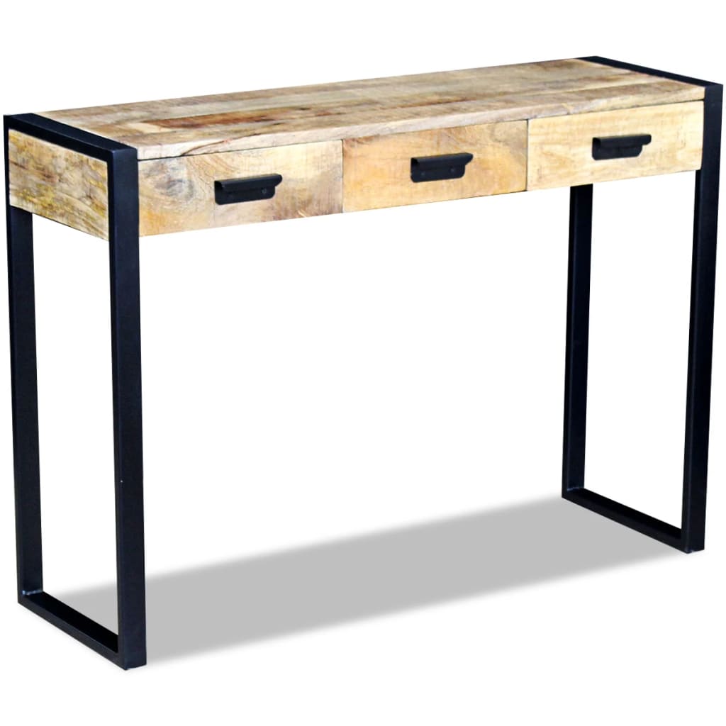 Mesa consola con 3 cajones madera maciza de mango 110x35x78 cm