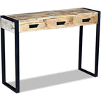 Mesa consola con 3 cajones madera maciza de mango 110x35x78 cm