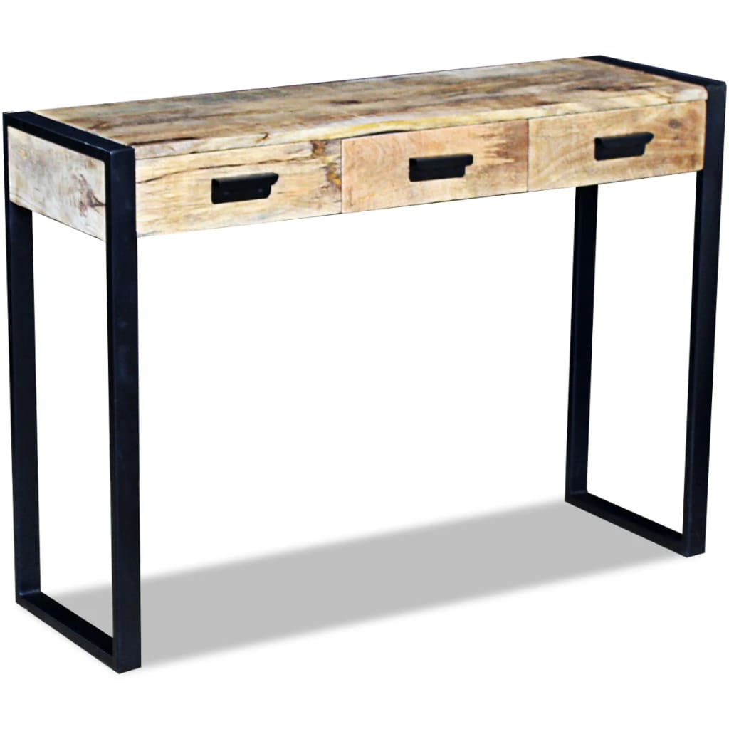 Mesa consola con 3 cajones madera maciza de mango 110x35x78 cm