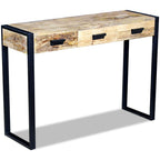 Mesa consola con 3 cajones madera maciza de mango 110x35x78 cm