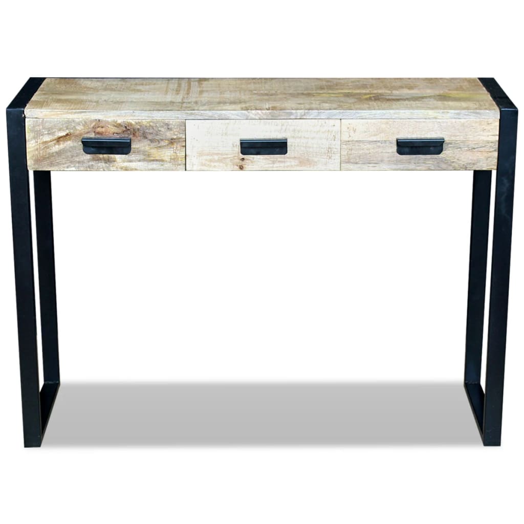 Mesa consola con 3 cajones madera maciza de mango 110x35x78 cm