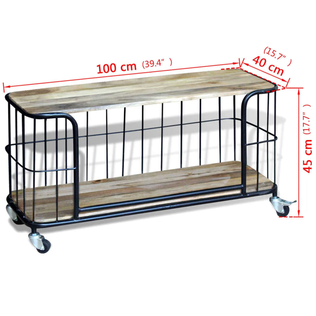 Mueble de TV de madera maciza de mango 100x40x45 cm