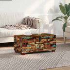 Mesa de centro baúl de madera maciza reciclada 80x40x35 cm
