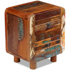 Mesita de noche de madera maciza reciclada 43x33x51 cm