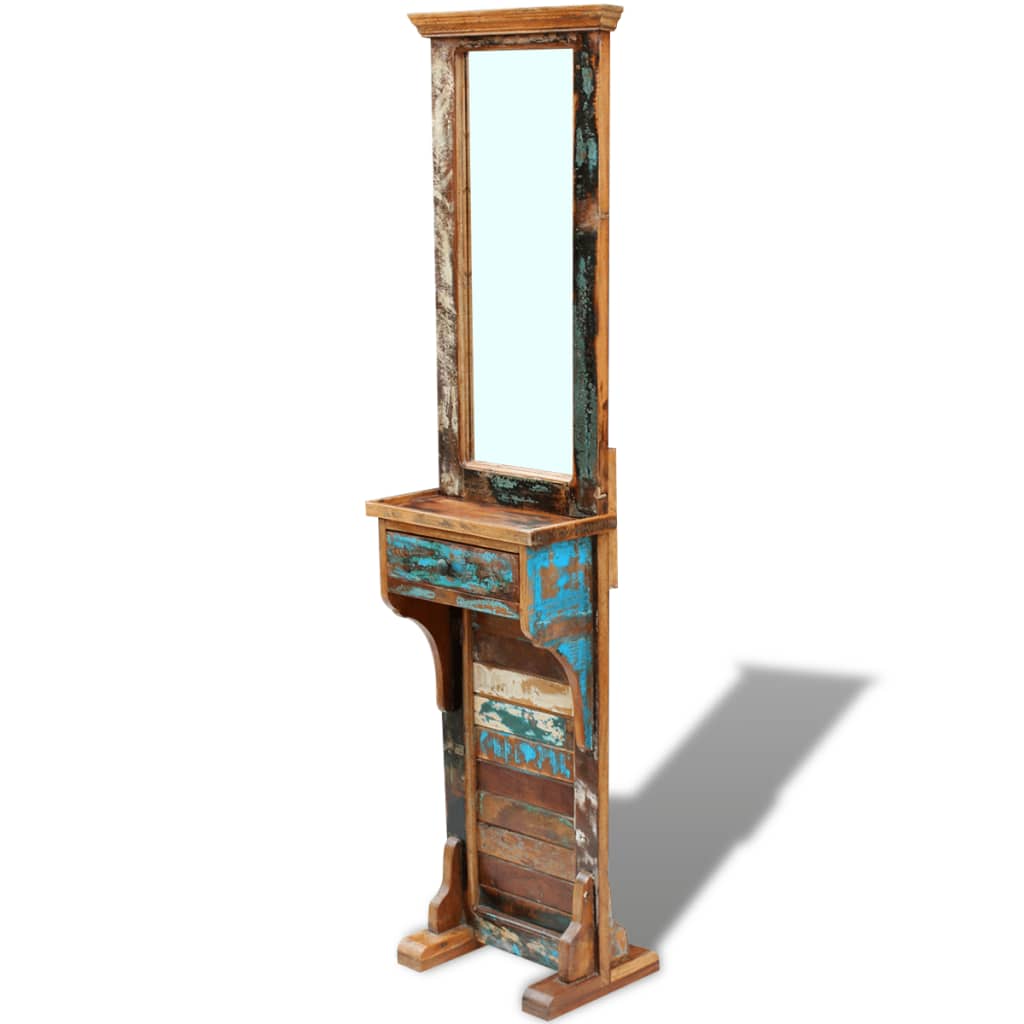 Espejo de recibidor de madera maciza reciclada 47x23x180 cm