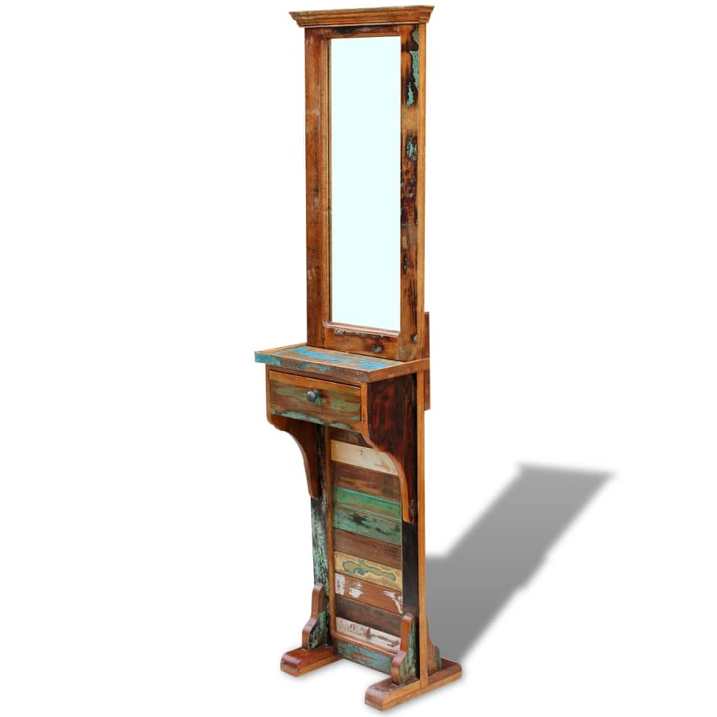 Espejo de recibidor de madera maciza reciclada 47x23x180 cm