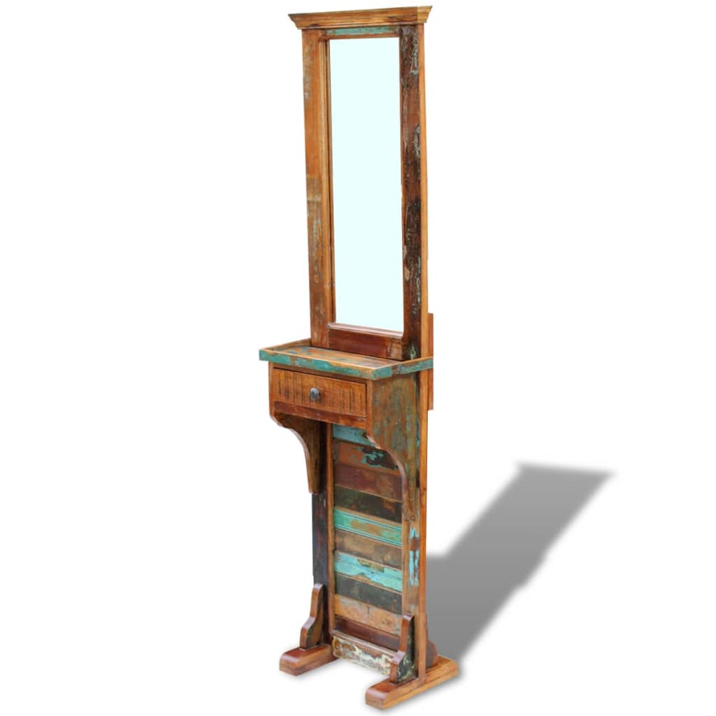 Espejo de recibidor de madera maciza reciclada 47x23x180 cm