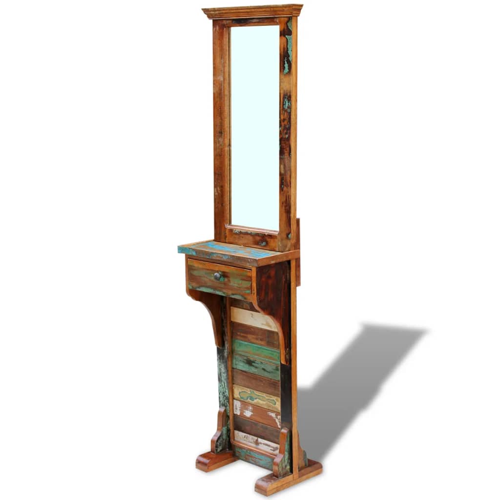 Espejo de recibidor de madera maciza reciclada 47x23x180 cm