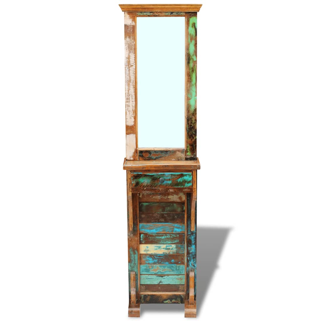 Espejo de recibidor de madera maciza reciclada 47x23x180 cm