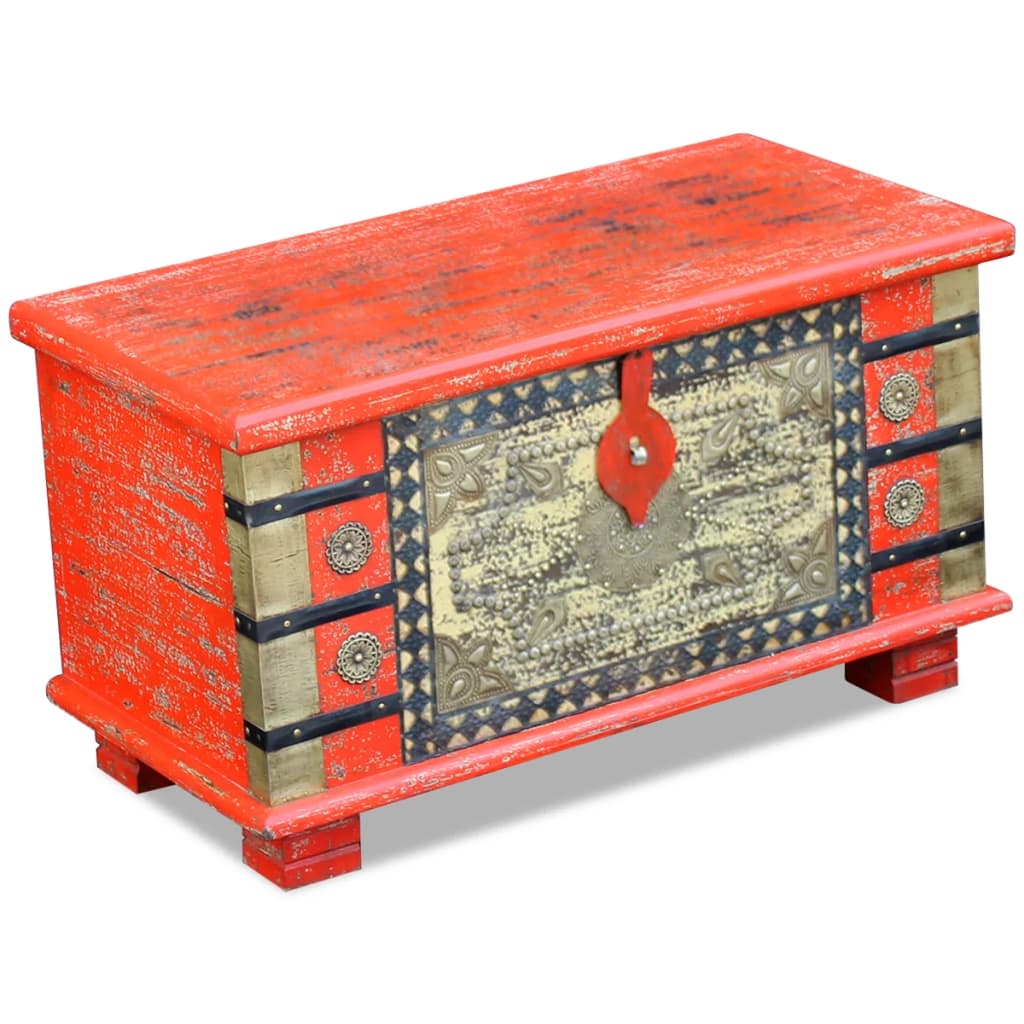 Baúl de almacenamiento madera de mango azul 80x40x45 cm