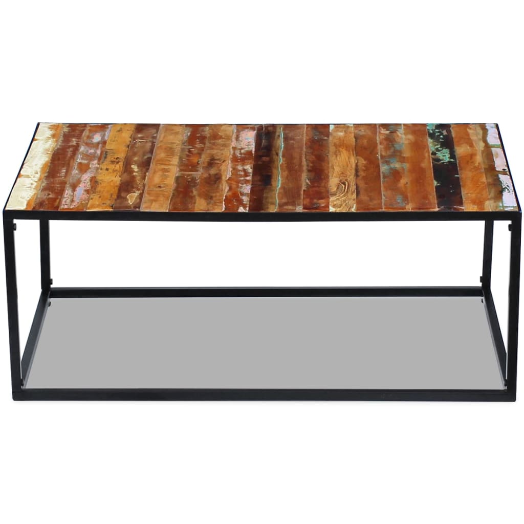 Mesa de centro madera maciza reciclada 100x60x40 cm