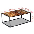 Mesa de centro madera maciza reciclada 100x60x40 cm