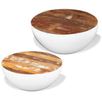 Set mesa de centro forma cuenco 2 uds madera maciza reciclada