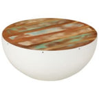 Set mesa de centro forma cuenco 2 uds madera maciza reciclada
