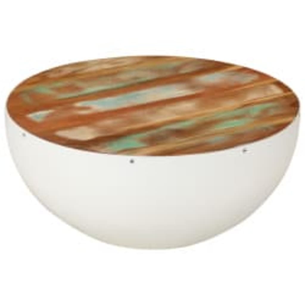 Set mesa de centro forma cuenco 2 uds madera maciza reciclada