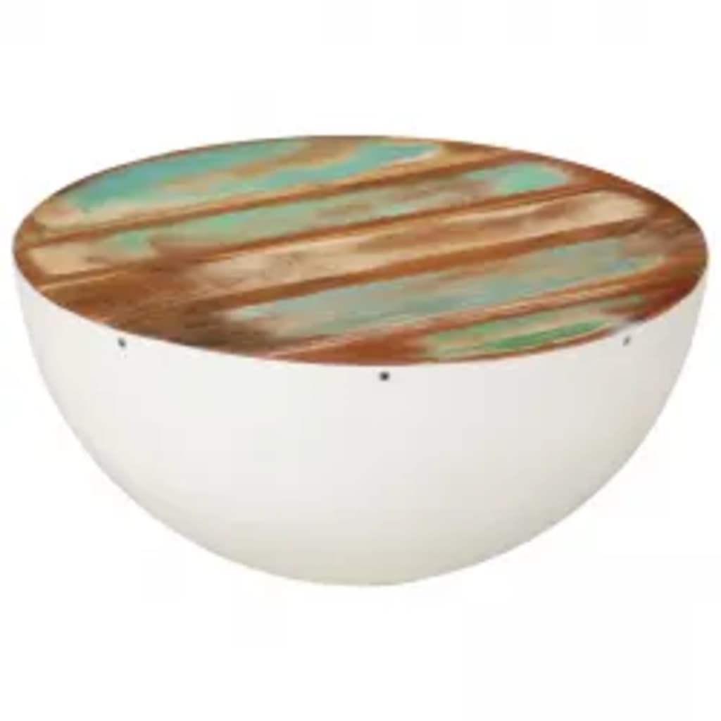 Set mesa de centro forma cuenco 2 uds madera maciza reciclada