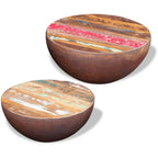 Set mesa de centro forma cuenco 2 uds madera maciza reciclada