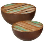 Set mesa de centro forma cuenco 2 uds madera maciza reciclada