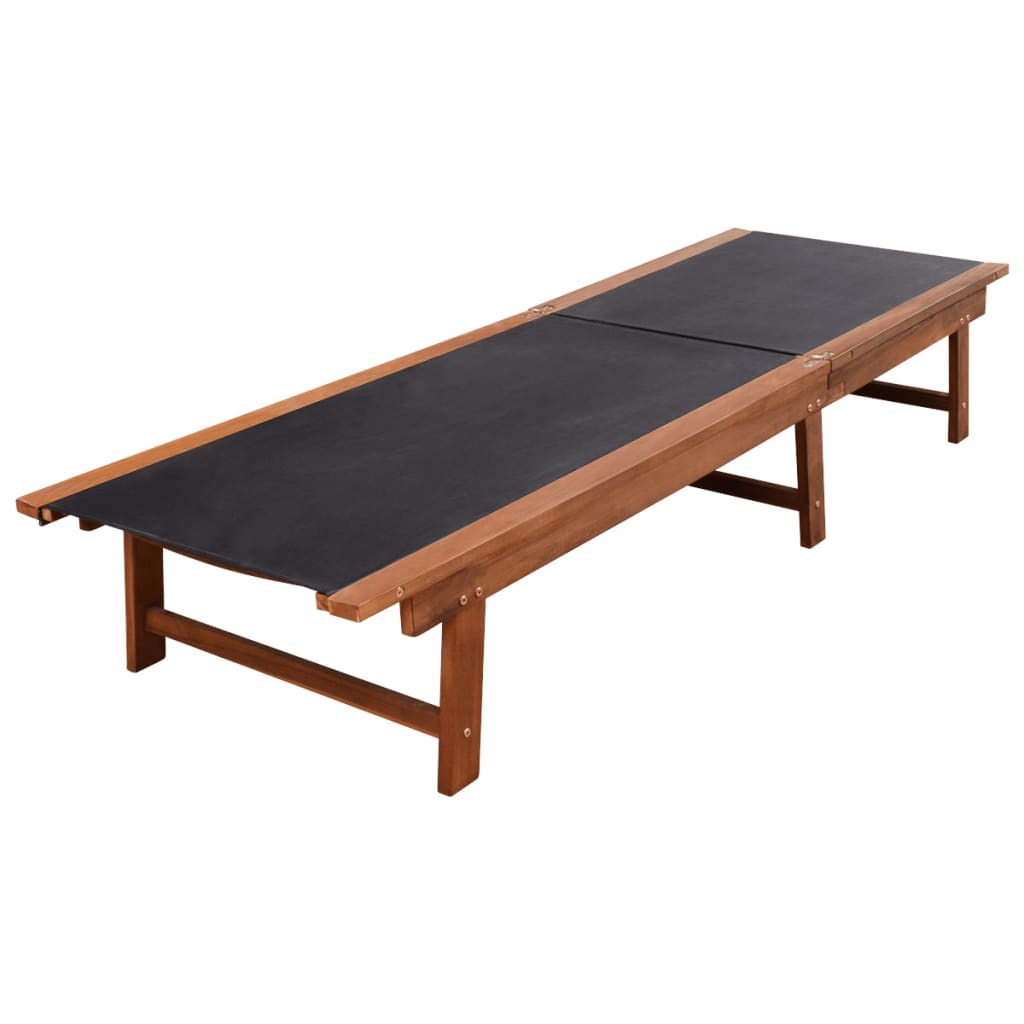 Tumbona con mesita 2 unidades madera maciza acacia y textilene