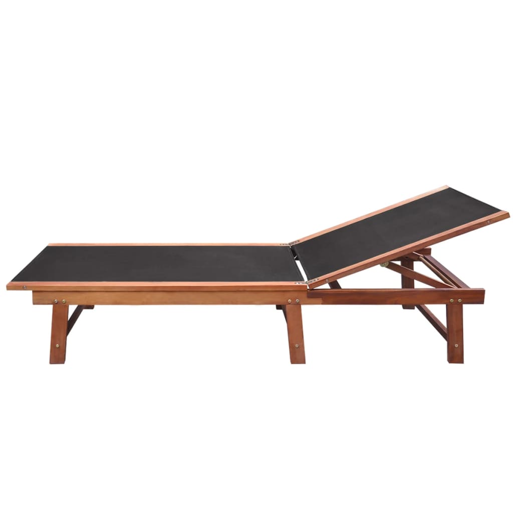 Tumbona con mesita 2 unidades madera maciza acacia y textilene