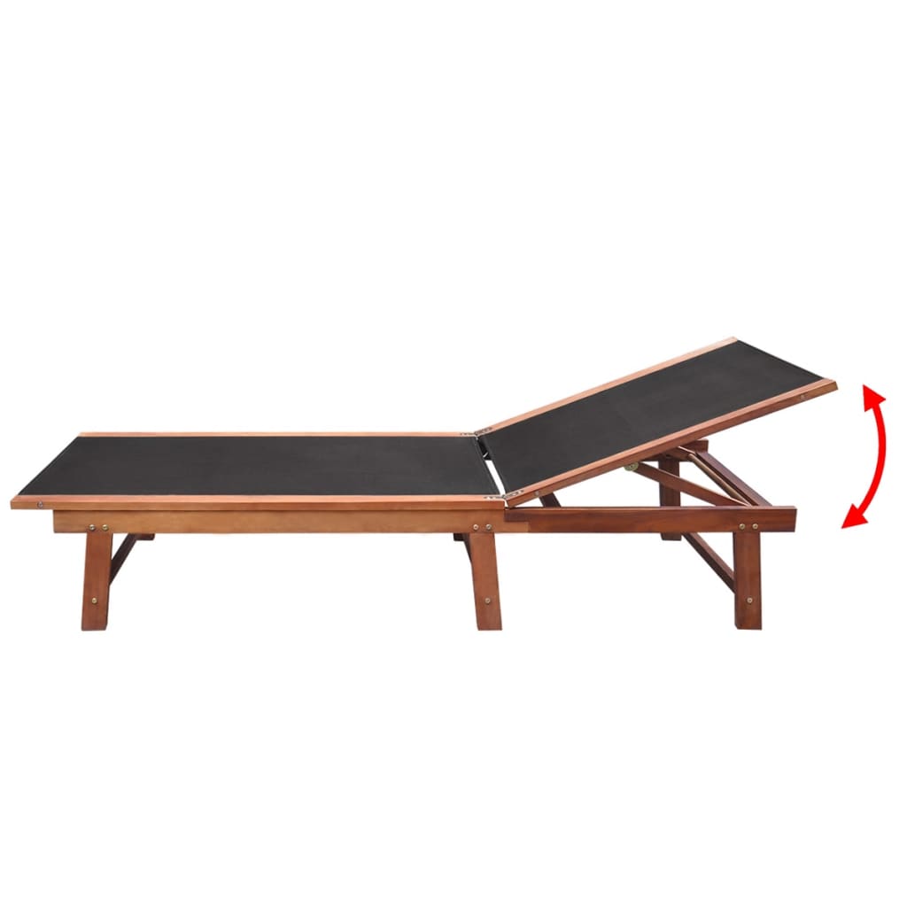 Tumbona con mesita 2 unidades madera maciza acacia y textilene