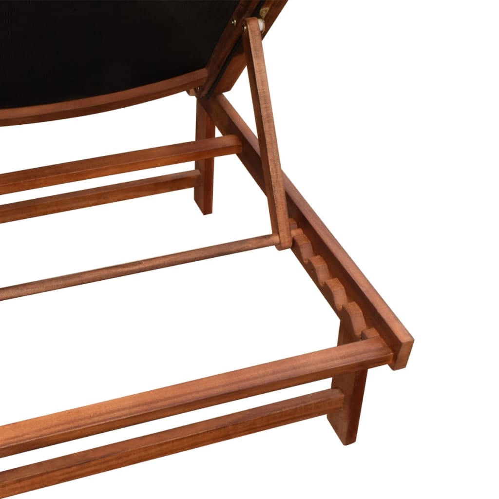 Tumbona con mesita 2 unidades madera maciza acacia y textilene