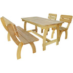 Mesa y banco de exterior 4 piezas de madera de pino impregnada