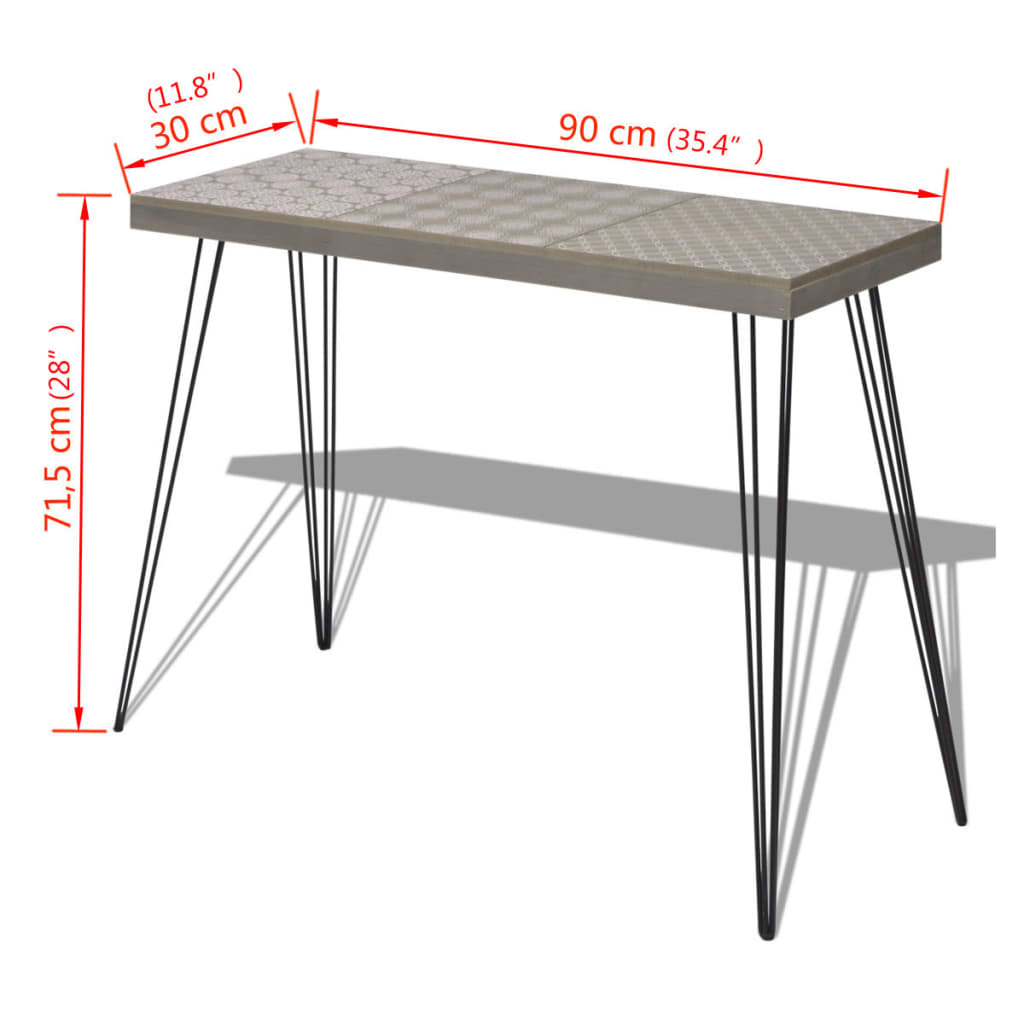 Mesa consola gris 90x30x71,5 cm