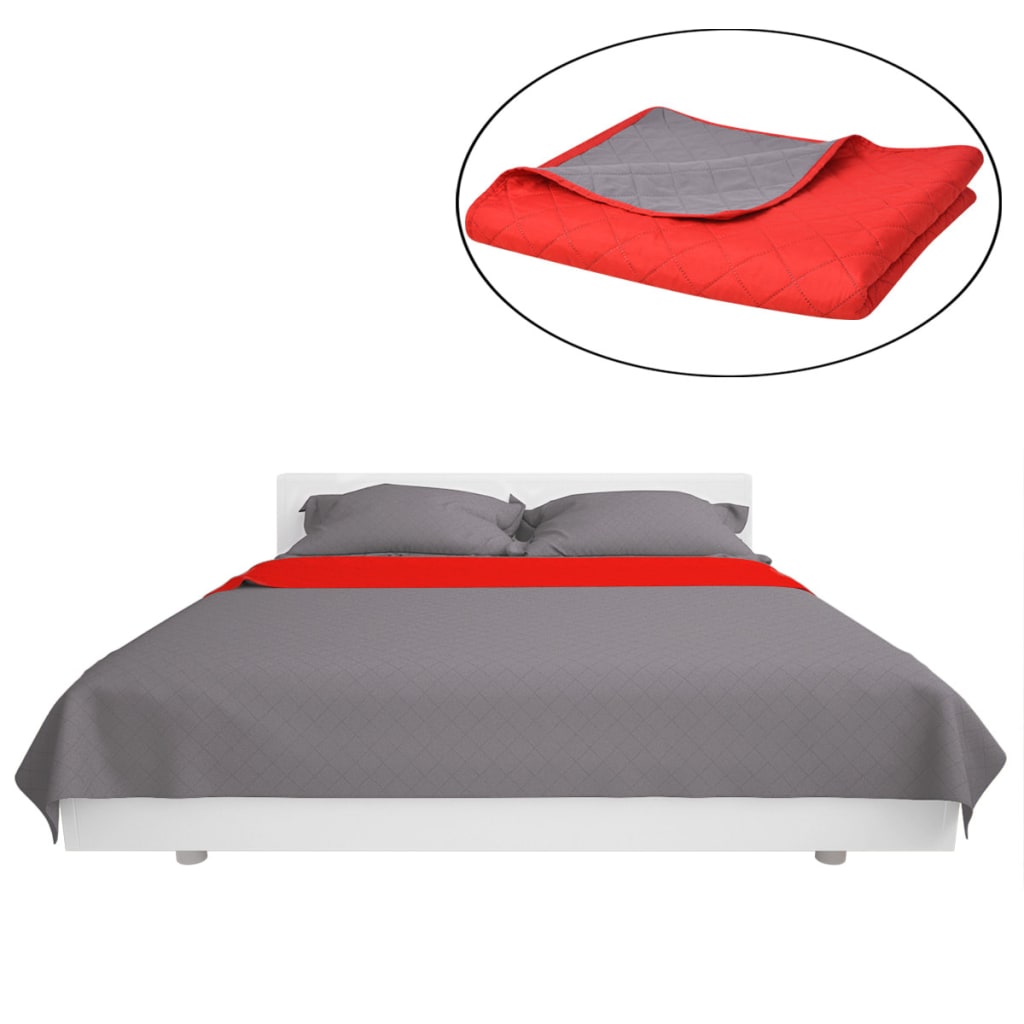 Cubrecama acolchado doble cara 170x210 cm rojo y gris