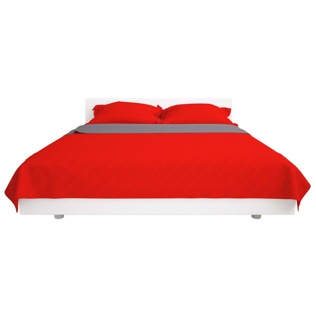Cubrecama acolchado doble cara 170x210 cm rojo y gris