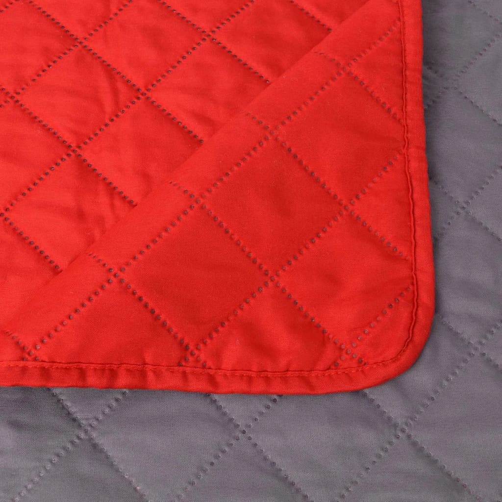 Cubrecama acolchado doble cara 170x210 cm rojo y gris