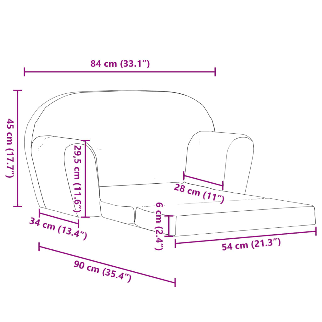 Sillón desplegable para niños gris claro