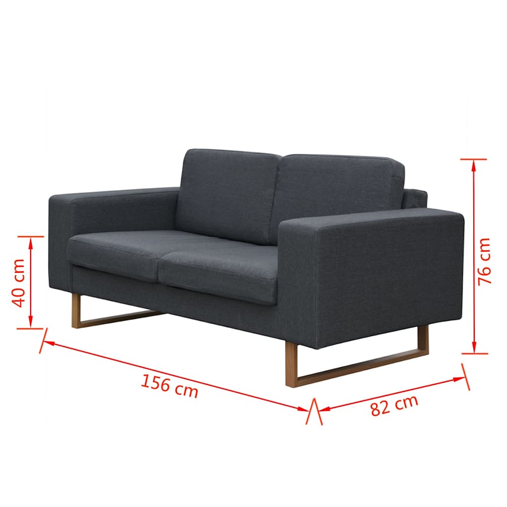 Set de sofás de 2 y 3 plazas gris oscuro