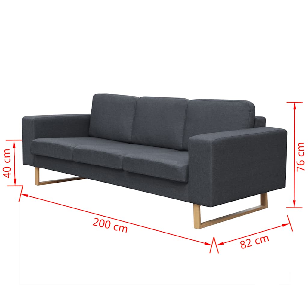 Set de sofás de 2 y 3 plazas gris oscuro