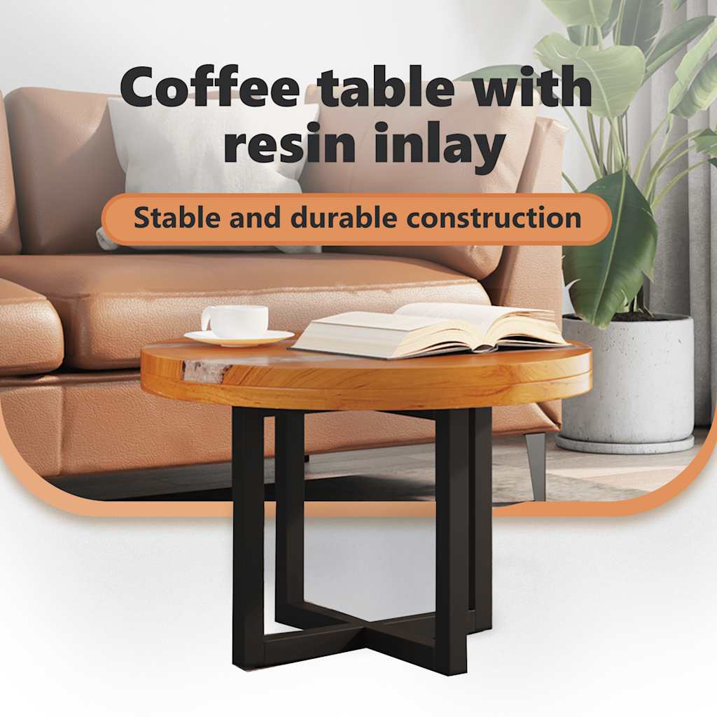 Mesa de centro de resina de teca 60 cm