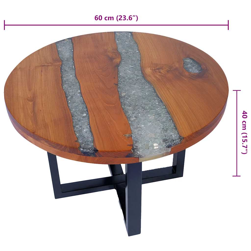 Mesa de centro de resina de teca 60 cm