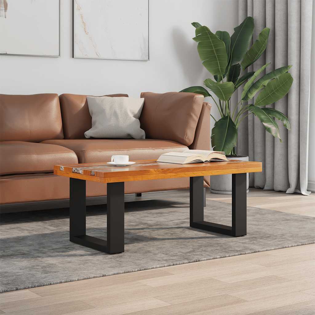 Mesa de centro de madera maciza de teca y polirresina 40x45 cm