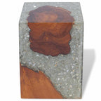 Taburete de madera maciza de teca y resina