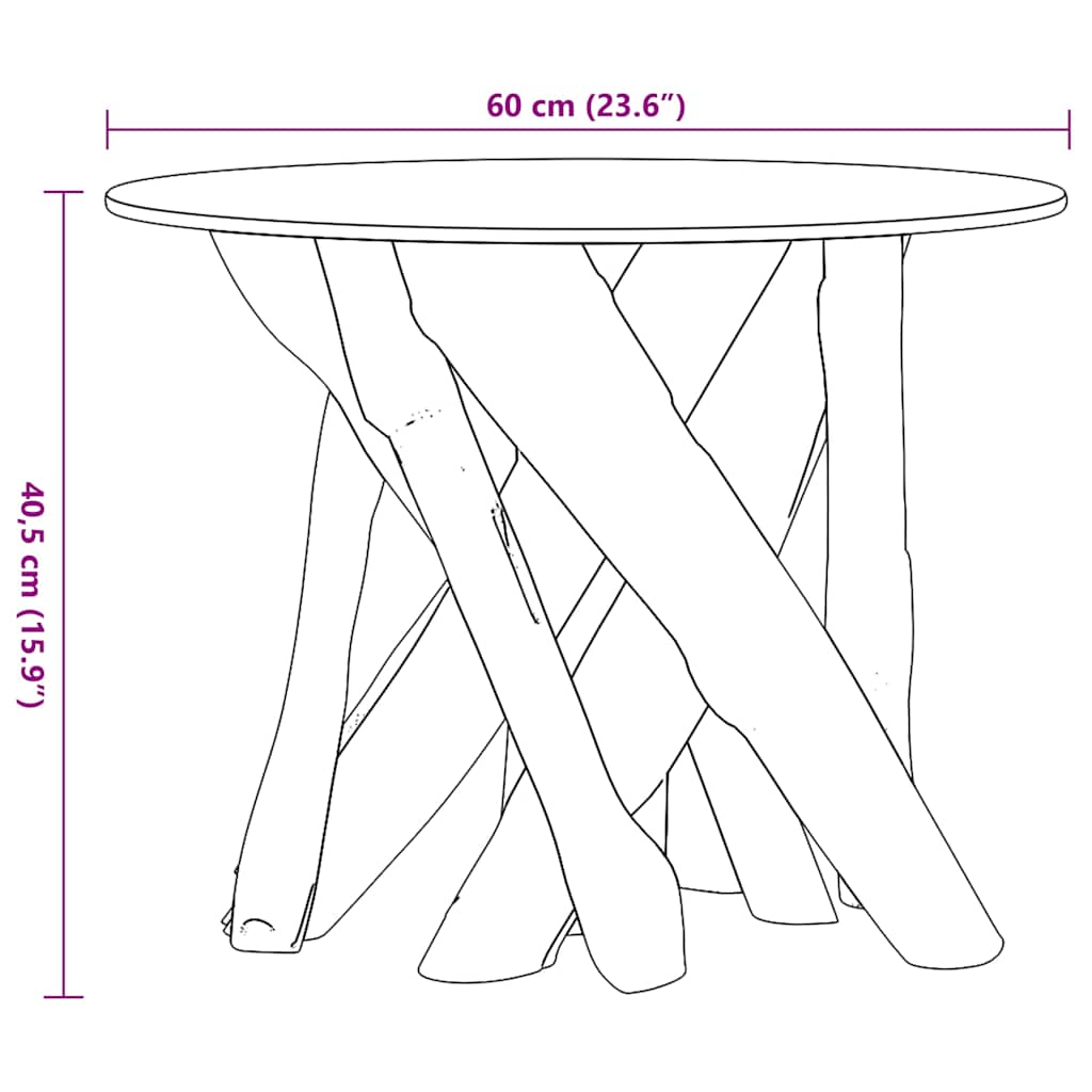 Mesa de centro de madera maciza de teca 60 cm